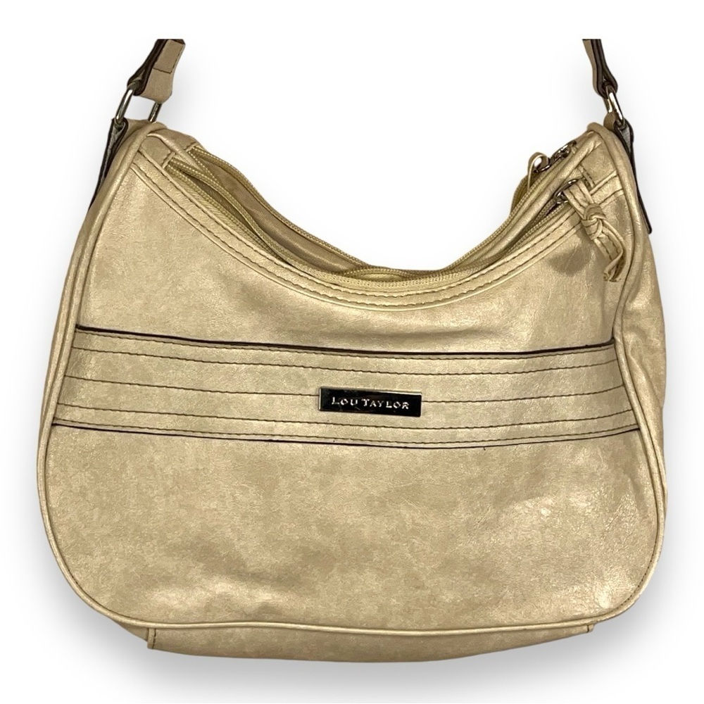 VINTAGE LOU TAYLOR BEIGE IVORY PURSE SMALL CLASSIC SHOULDER BAG NEUTRAL